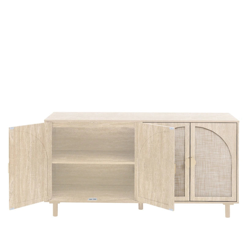 Engineered Rattan Buffet Sideboard Accent Storage Cabinet, Natural