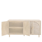 Engineered Rattan Buffet Sideboard Accent Storage Cabinet, Natural