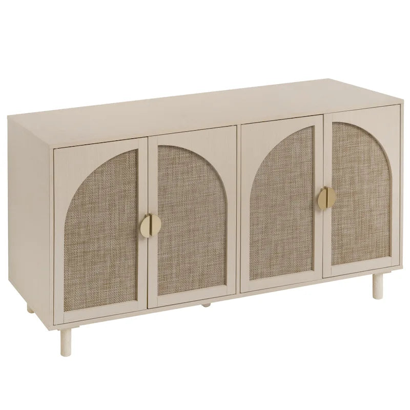 Engineered Rattan Buffet Sideboard Accent Storage Cabinet, Natural