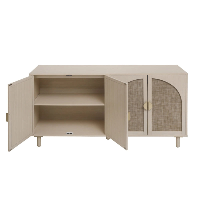 Engineered Rattan Buffet Sideboard Accent Storage Cabinet, Natural