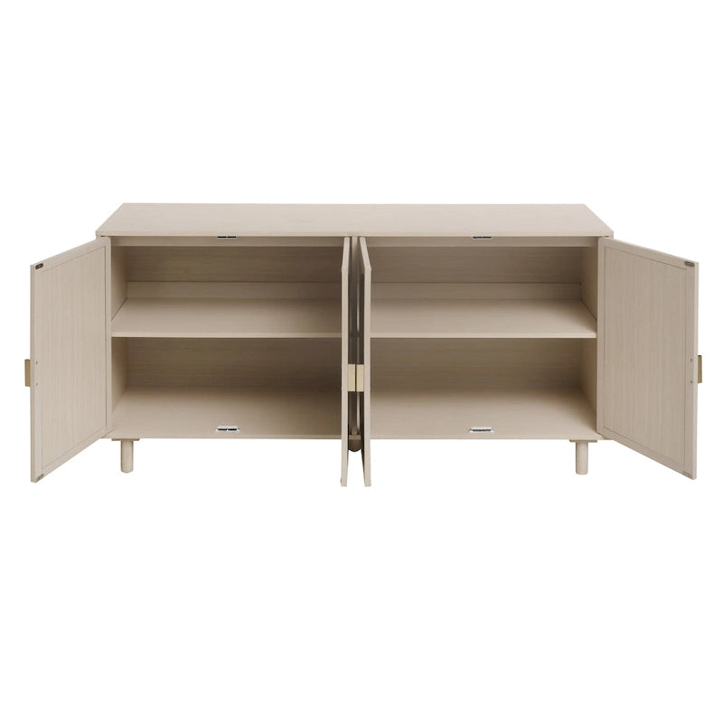 Engineered Rattan Buffet Sideboard Accent Storage Cabinet, Natural