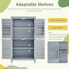 Elegant Bathroom Floor Storage Cabinet, Bathroom Storage Unit, Freestanding Cabinet with 4 Doors, Adjustable Shelves