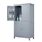 Elegant Bathroom Floor Storage Cabinet, Bathroom Storage Unit, Freestanding Cabinet with 4 Doors, Adjustable Shelves