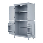 Elegant Bathroom Floor Storage Cabinet, Bathroom Storage Unit, Freestanding Cabinet with 4 Doors, Adjustable Shelves