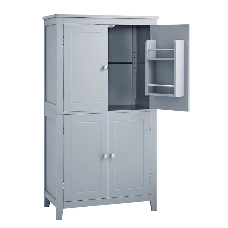 Elegant Bathroom Floor Storage Cabinet, Bathroom Storage Unit, Freestanding Cabinet with 4 Doors, Adjustable Shelves
