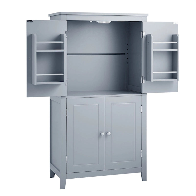 Elegant Bathroom Floor Storage Cabinet, Bathroom Storage Unit, Freestanding Cabinet with 4 Doors, Adjustable Shelves