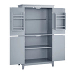 Elegant Bathroom Floor Storage Cabinet, Bathroom Storage Unit, Freestanding Cabinet with 4 Doors, Adjustable Shelves