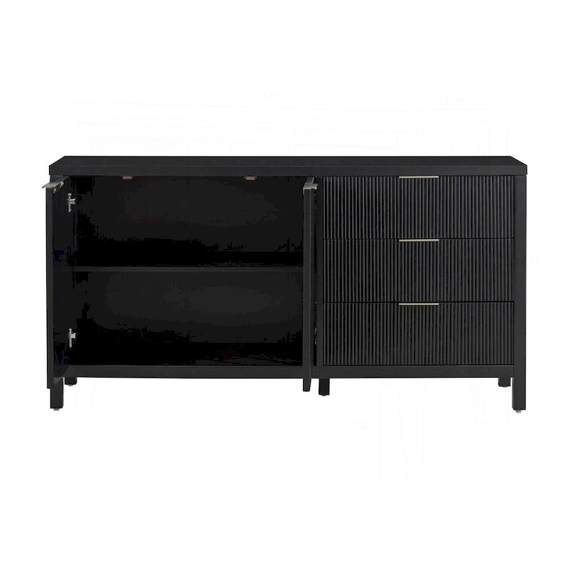 Minimalist Wave-Pattern Sideboard with Diverse Materials