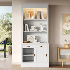 Modern Tall Bookshelf with LED Lighting and Versatile Storage Options