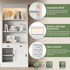 Modern Tall Bookshelf with LED Lighting and Versatile Storage Options