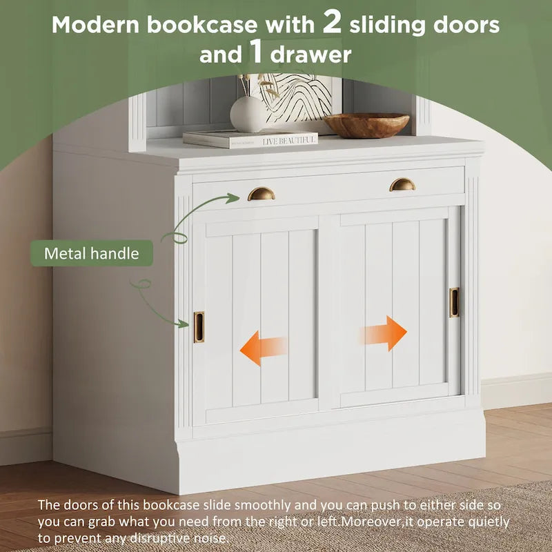 Modern Tall Bookshelf with LED Lighting and Versatile Storage Options