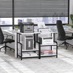 3 Tier Printer Stand File Cabinet with Height Adjustable Storage Shelf and Charging Station and Wheels