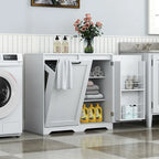 Versatile Freestanding Laundry Cabinet with Adjustable Shelves and Tilt-Out Hamper