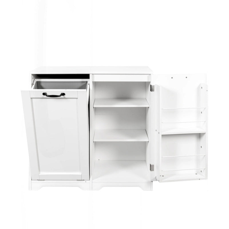 Versatile Freestanding Laundry Cabinet with Adjustable Shelves and Tilt-Out Hamper