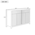 Wave-Patterned Sideboard Featuring 4 Doors, 2 Drawers & 3 Adjustable Shelves, Accented With Sleek Aluminum Arc Handles .