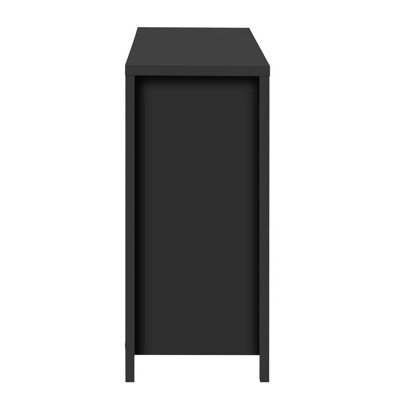 Wave-Patterned Sideboard Featuring 4 Doors, 2 Drawers & 3 Adjustable Shelves, Accented With Sleek Aluminum Arc Handles .