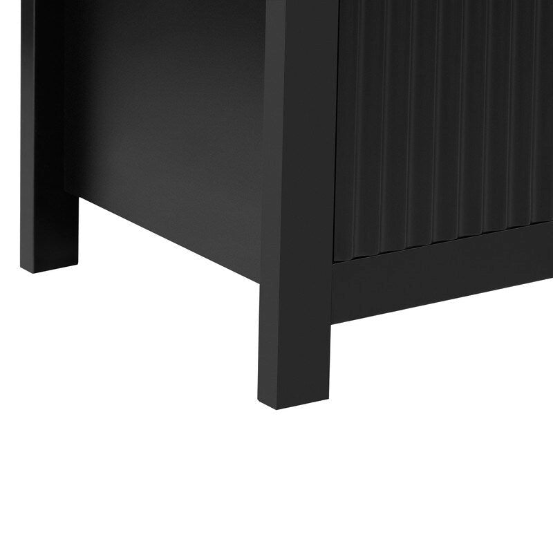 Wave-Patterned Sideboard Featuring 4 Doors, 2 Drawers & 3 Adjustable Shelves, Accented With Sleek Aluminum Arc Handles .
