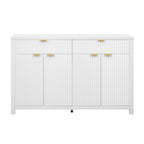 Wave-Patterned Sideboard Featuring 4 Doors, 2 Drawers & 3 Adjustable Shelves, Accented With Sleek Aluminum Arc Handles .