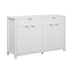 Wave-Patterned Sideboard Featuring 4 Doors, 2 Drawers & 3 Adjustable Shelves, Accented With Sleek Aluminum Arc Handles .