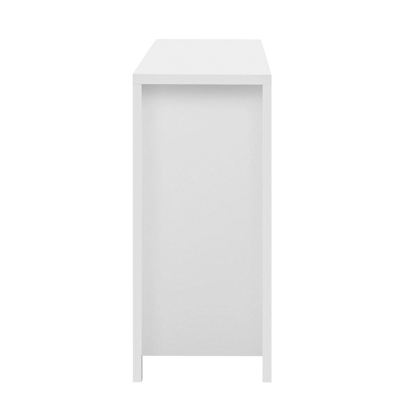 Wave-Patterned Sideboard Featuring 4 Doors, 2 Drawers & 3 Adjustable Shelves, Accented With Sleek Aluminum Arc Handles .