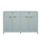Wave-Patterned Sideboard Featuring 4 Doors, 2 Drawers & 3 Adjustable Shelves, Accented With Sleek Aluminum Arc Handles .