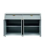 Wave-Patterned Sideboard Featuring 4 Doors, 2 Drawers & 3 Adjustable Shelves, Accented With Sleek Aluminum Arc Handles .
