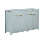 Wave-Patterned Sideboard Featuring 4 Doors, 2 Drawers & 3 Adjustable Shelves, Accented With Sleek Aluminum Arc Handles .