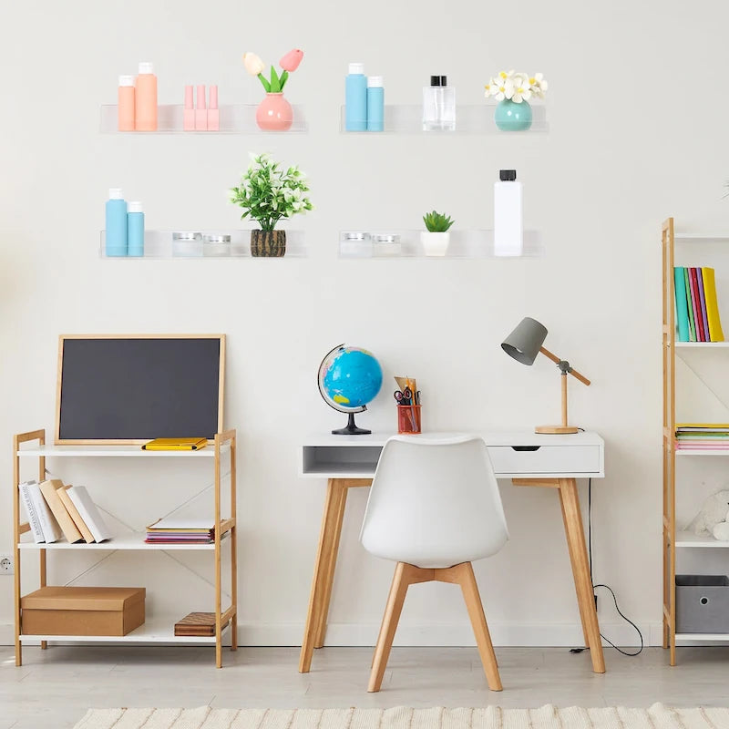 Acrylic Floating Shelves for Wall, Clear Acrylic Shelves for Bathroom Bedroom Living Room and Kitchen Room Wall Display Shelf