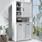 Tall Bathroom Storage Cabinet with Doors and shelf, Freestanding Bathroom Cabinet, Tilt-Out Laundry Hamper