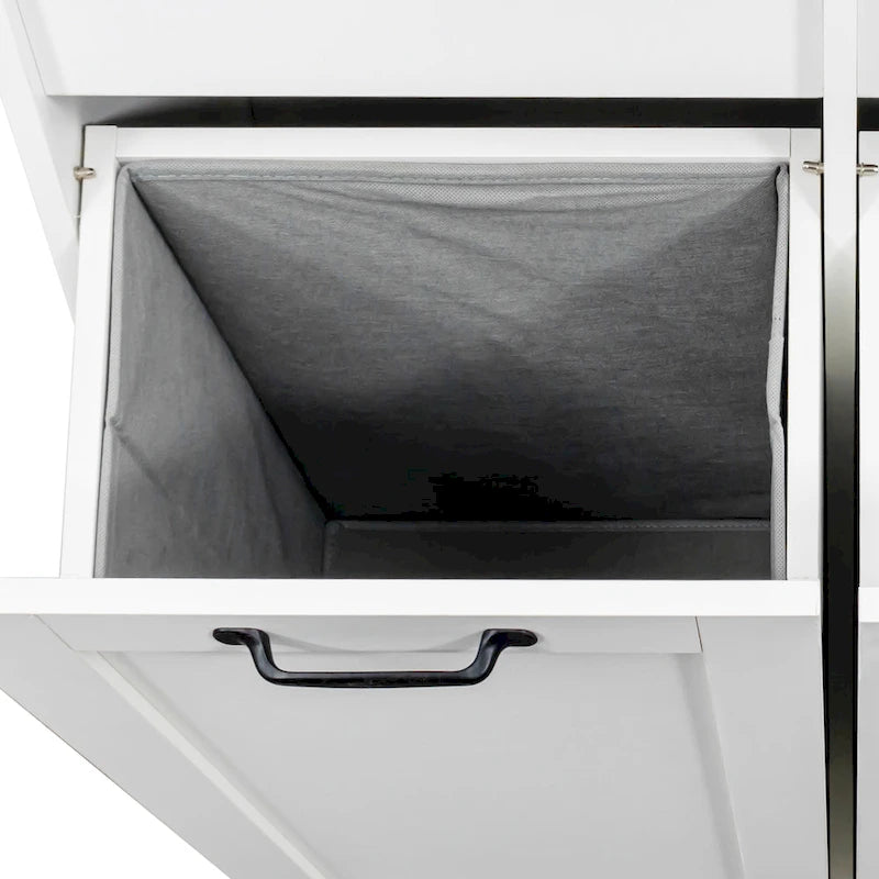 Tall Bathroom Storage Cabinet with Doors and shelf, Freestanding Bathroom Cabinet, Tilt-Out Laundry Hamper