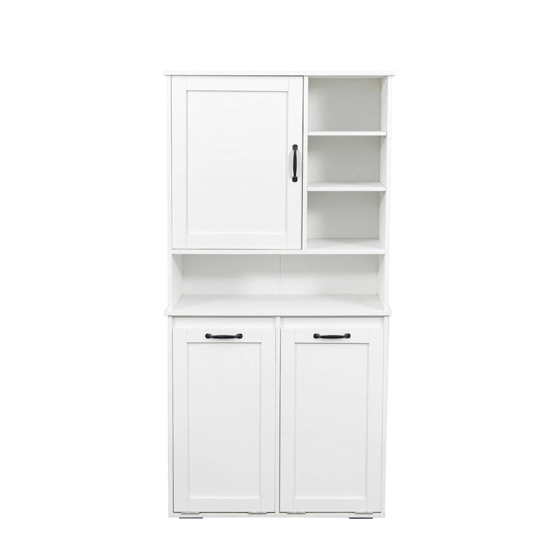 Tall Bathroom Storage Cabinet with Doors and shelf, Freestanding Bathroom Cabinet, Tilt-Out Laundry Hamper