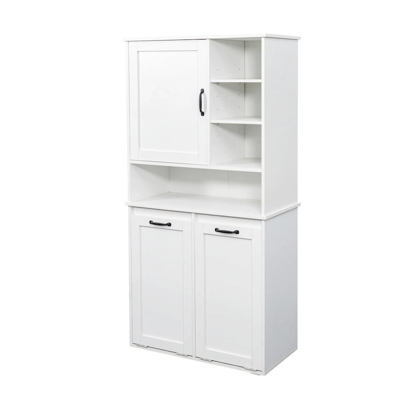 Tall Bathroom Storage Cabinet with Doors and shelf, Freestanding Bathroom Cabinet, Tilt-Out Laundry Hamper
