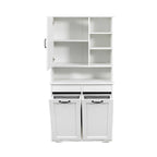 Tall Bathroom Storage Cabinet with Doors and shelf, Freestanding Bathroom Cabinet, Tilt-Out Laundry Hamper