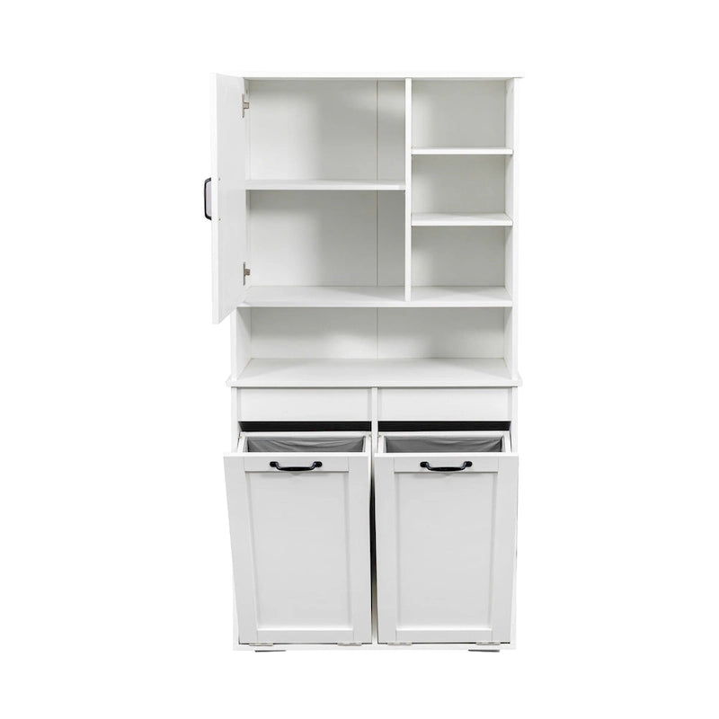 Tall Bathroom Storage Cabinet with Doors and shelf, Freestanding Bathroom Cabinet, Tilt-Out Laundry Hamper