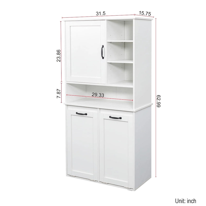 Tall Bathroom Storage Cabinet with Doors and shelf, Freestanding Bathroom Cabinet, Tilt-Out Laundry Hamper