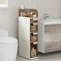 VECELO 5-Tiers Slim Bathroom Storage Cabinet, Narrow Bathroom Storage Organizer Movable for Small Spaces
