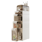 VECELO 5-Tiers Slim Bathroom Storage Cabinet, Narrow Bathroom Storage Organizer Movable for Small Spaces