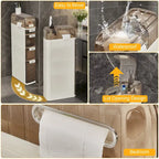 VECELO 5-Tiers Slim Bathroom Storage Cabinet, Narrow Bathroom Storage Organizer Movable for Small Spaces