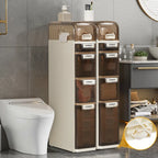 VECELO 5-Tiers Slim Bathroom Storage Cabinet, Narrow Bathroom Storage Organizer Movable for Small Spaces