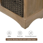 Rustic Storage Cabinet with Two Drawers and Four Classic Rattan Basket for Dining Room, Living Room