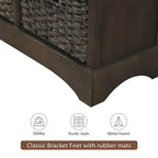 Rustic Storage Cabinet with Two Drawers and Four Classic Rattan Basket for Dining Room, Living Room
