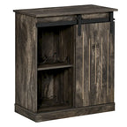 HOMCOM Industrial Sideboard Storage Cabinet, Serving Bar Buffet with Sliding Barn Door and 6-Bottle Wine Rack