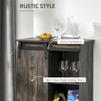 HOMCOM Industrial Sideboard Storage Cabinet, Serving Bar Buffet with Sliding Barn Door and 6-Bottle Wine Rack
