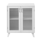 Modern Bathroom Cabinet Storage Organizer with Glass Doors and Adjustable Shelf