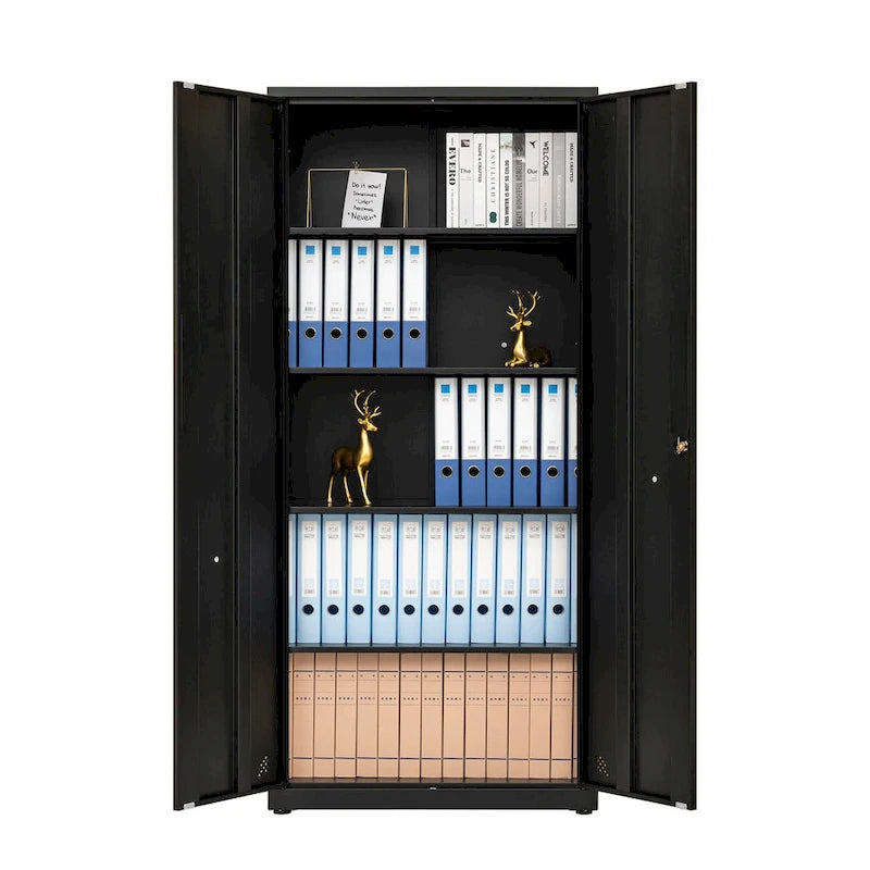 High Storage Cabinet with 2 Doors and 4 Partitions