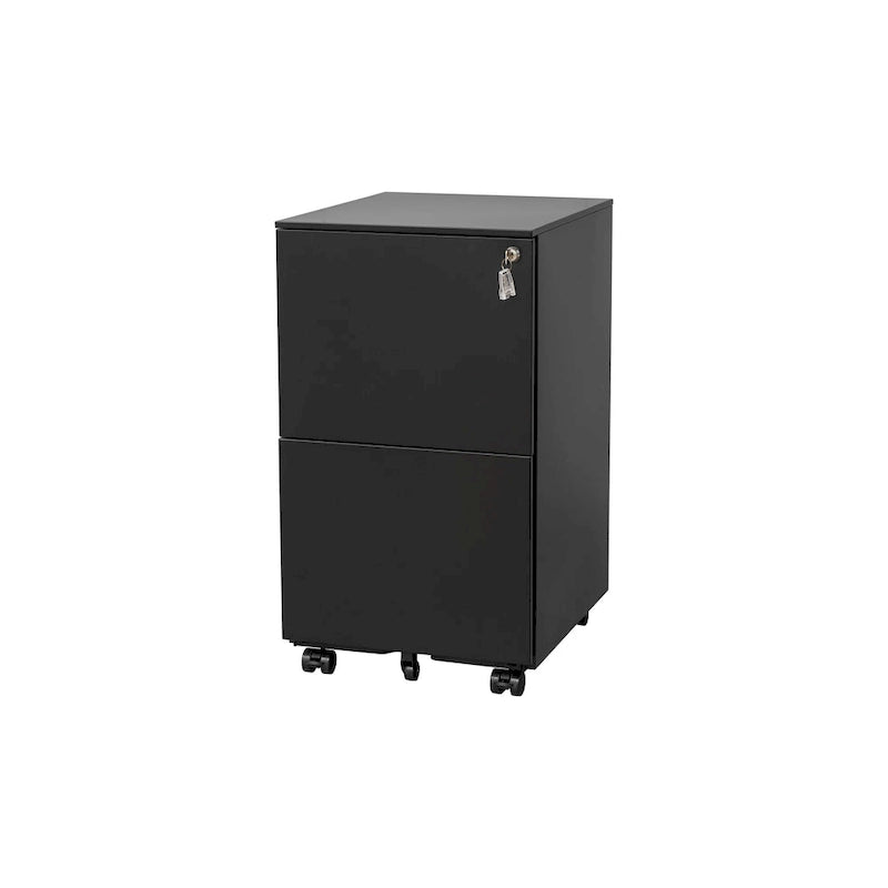 2 Drawer Rolling Locking Office File Cabinet with Lock, Anti-tilt Wheels