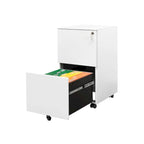 2 Drawer Rolling Locking Office File Cabinet with Lock, Anti-tilt Wheels