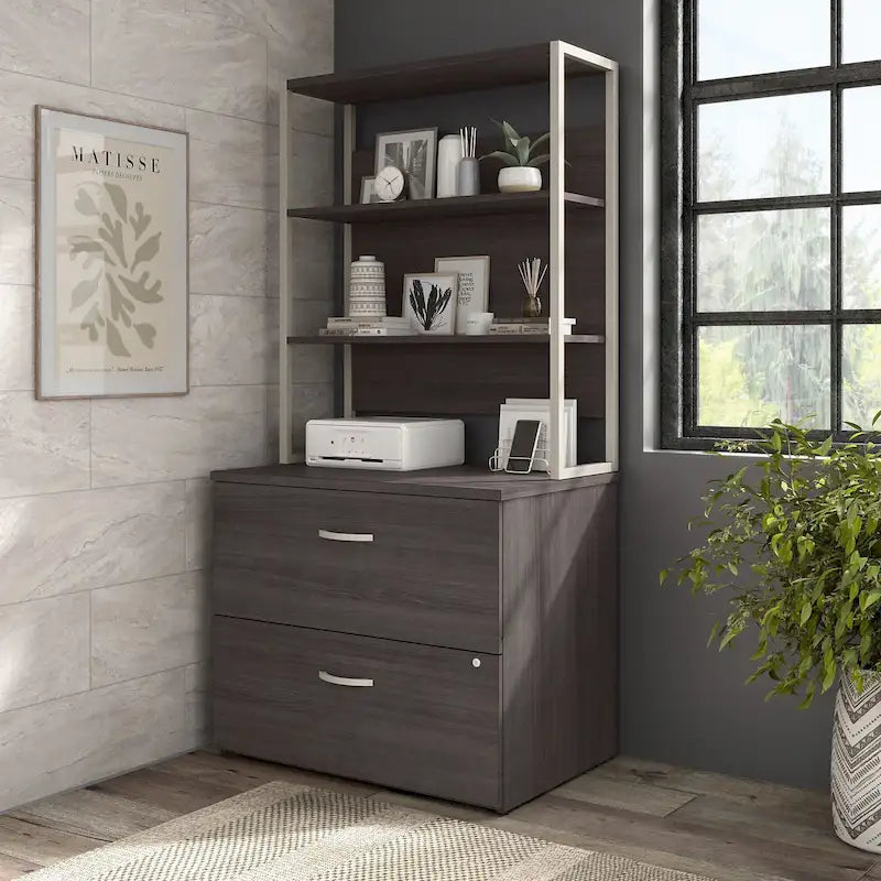 Hybrid Lateral File Cabinet with Shelves by Bush Business Furniture