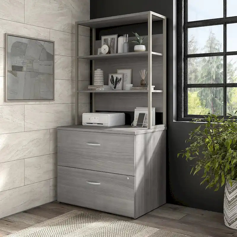 Hybrid Lateral File Cabinet with Shelves by Bush Business Furniture