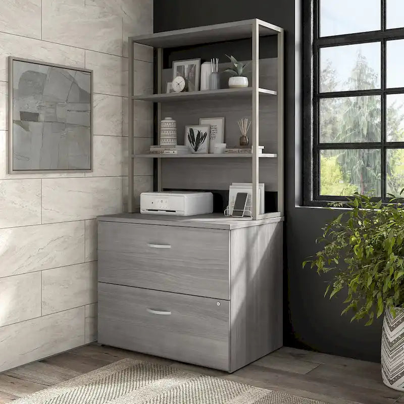 Hybrid Lateral File Cabinet with Shelves by Bush Business Furniture